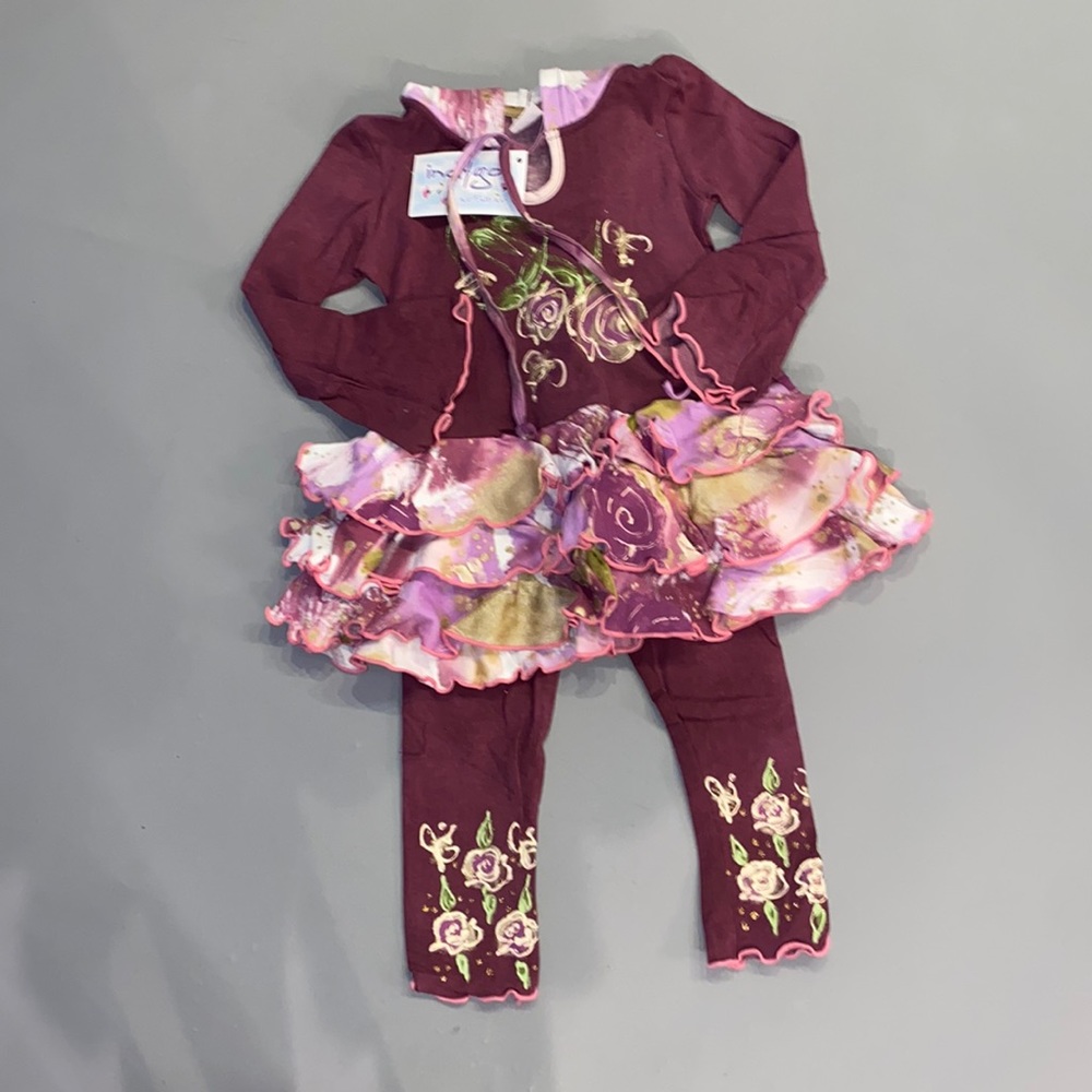 NWT Indygo hand painted hooded tunic with matching leggings size 3T